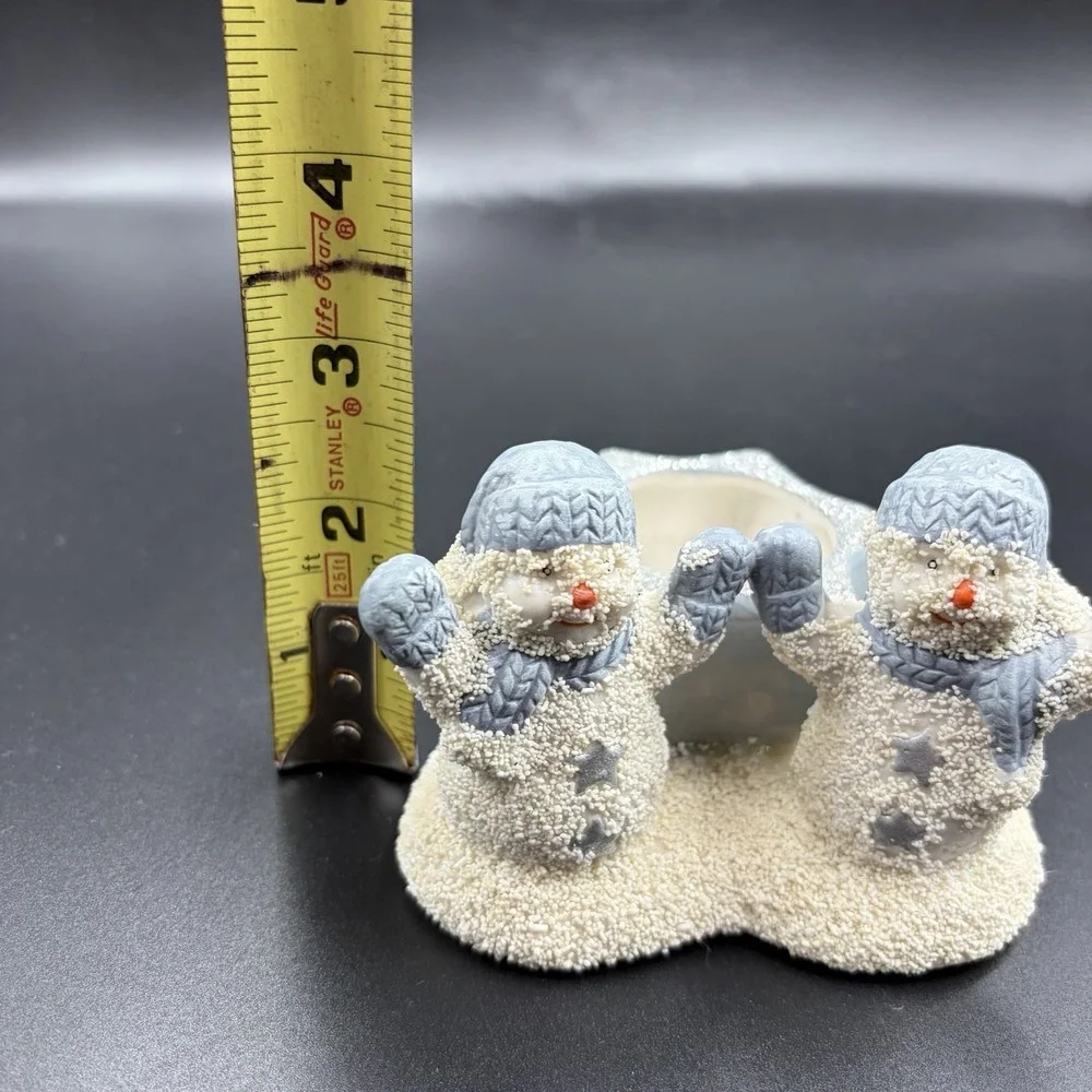Vtg‎ Christmas Snowman Buddies Star Candle  Sparkling Holder Holiday Decor